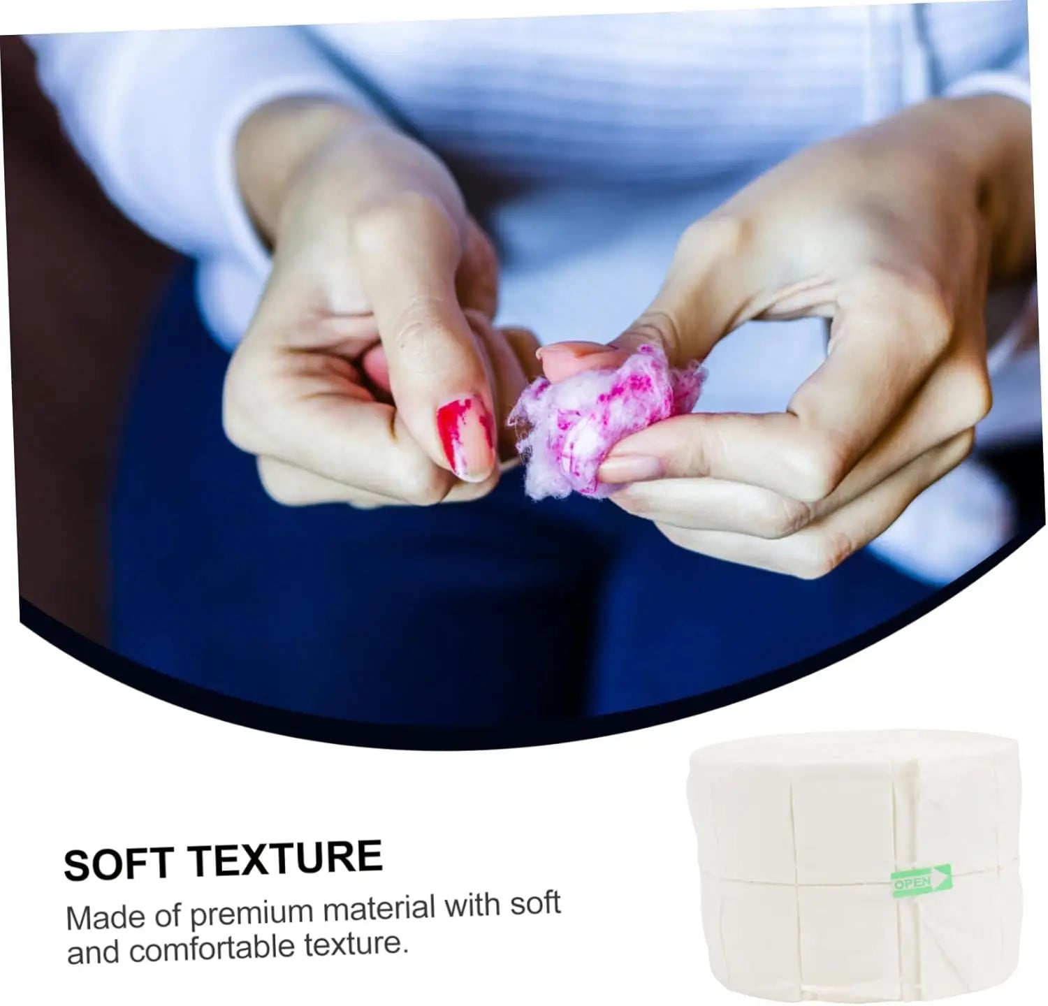 300Pcs/Roll Nail Polish Remover Cotton Pads White Torn Off Lint Free Nail Wipes for Gel Glue Makeup Manicure Cleaning Tool Paper