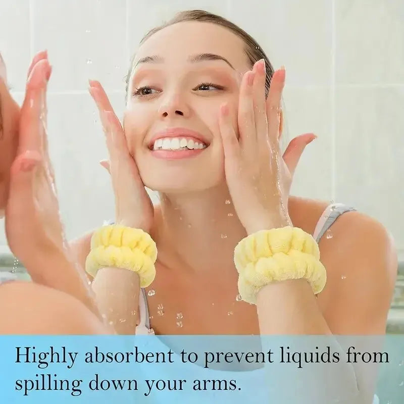 Flannel front bow elastic headband face wash and makeup headband waterproof wrist cover hair tie headband