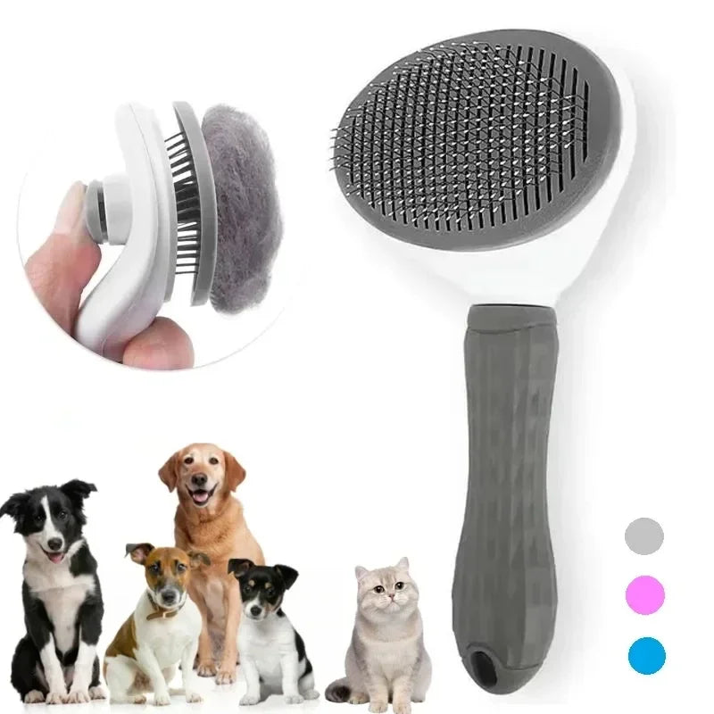 One-Click Pet Hair Removal Comb for Effortless Grooming of Dogs and Cats - Float Hair Removal Slicker Brush