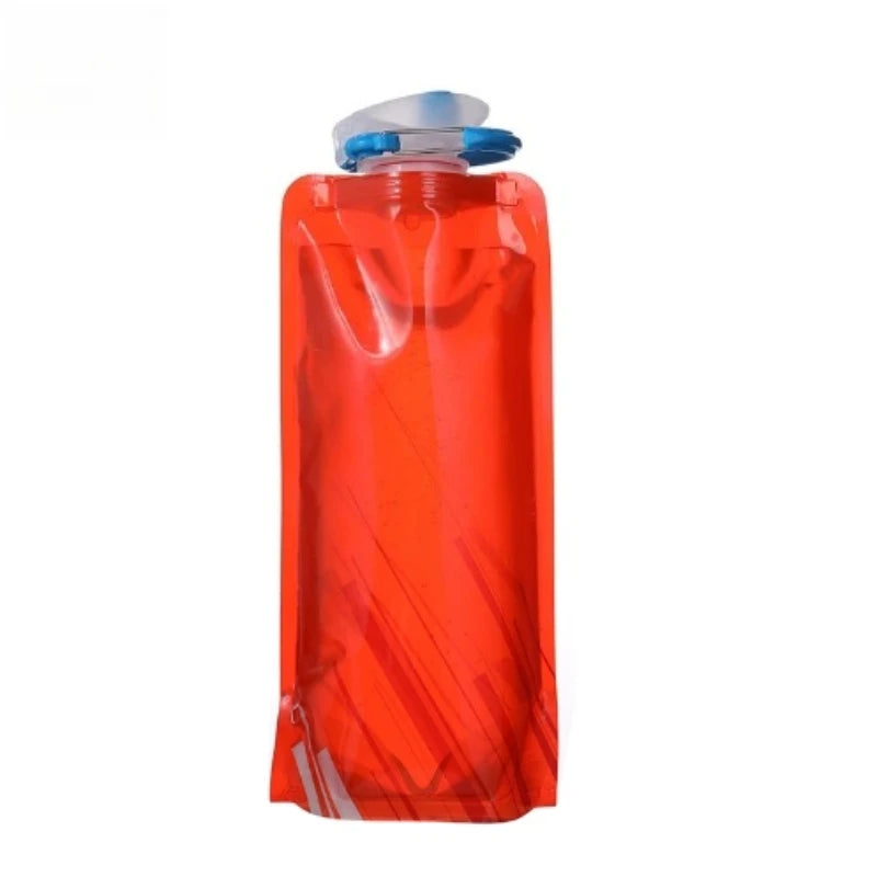 700ml Foldable Water Bottles Flexible Reusable Travel & Camping Water Bottle Water Pouch Soft Flask Water Bag With Carabiner Clip