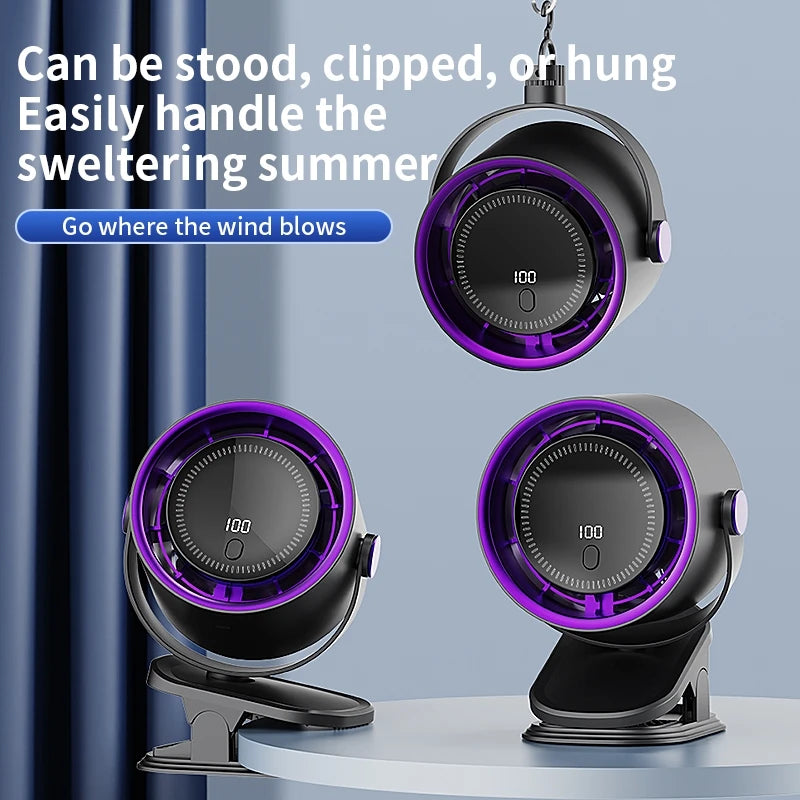 Multi-functional Circulating Fan With Clip 3-in-1 Turbo Fan Electric High-speed Clip Fan 100 levels of free adjustment Mini Fan