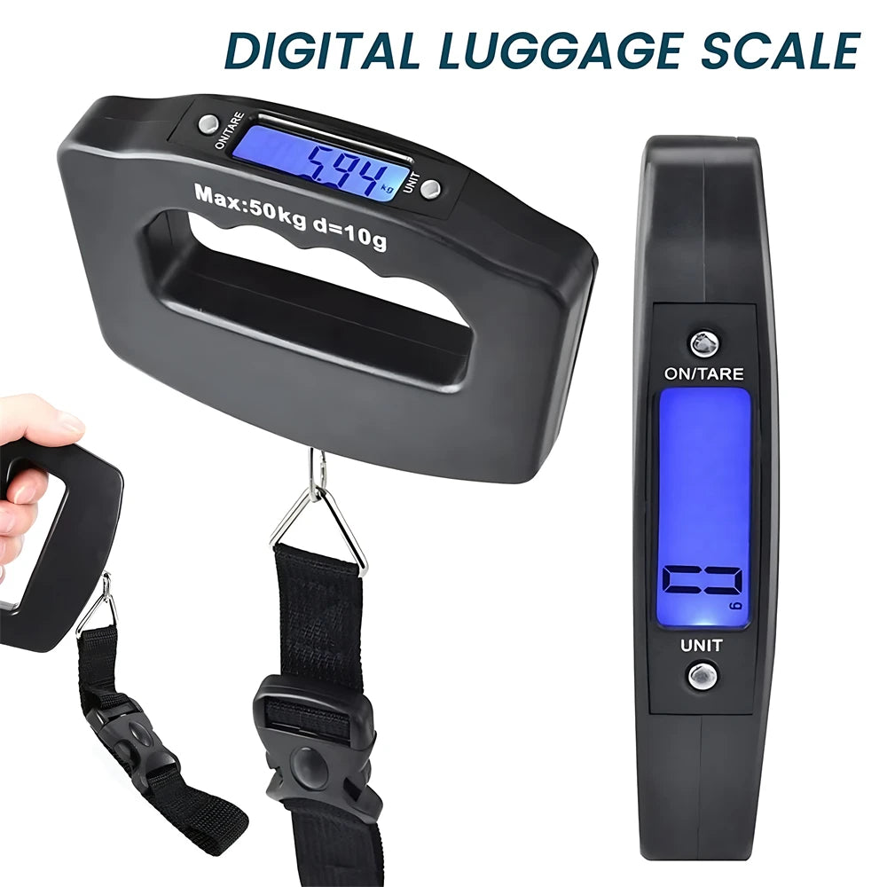 50kg/10g Digital Luggage Scale Electronic Portable Suitcase Travel Weighs with Backlight Electronic Travel Hanging Scales