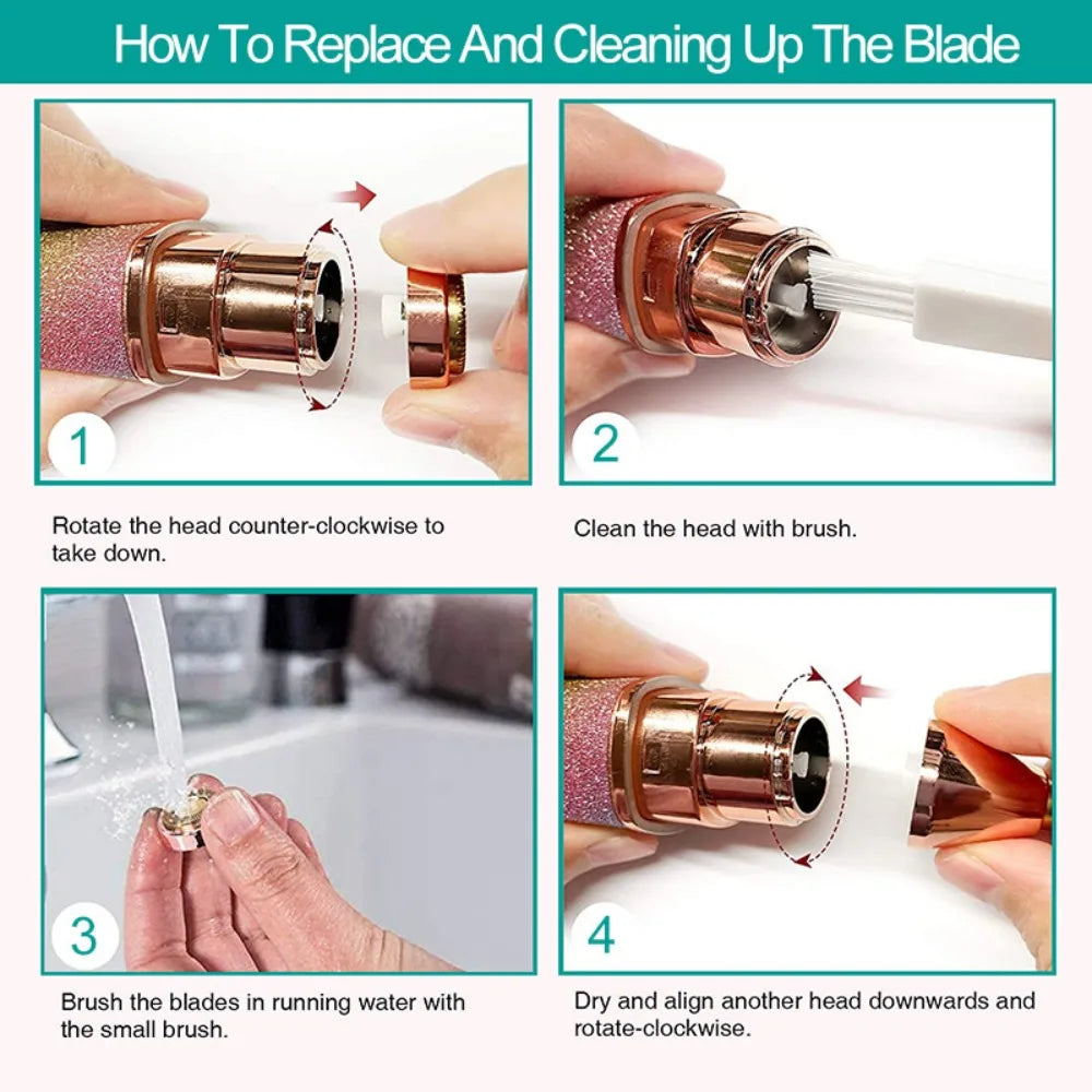 Electric Eyebrow Trimmer for Women 2 In 1 Rechargeable Facial Hair Removal and Eyebrow Shaver Painless Face Razor Body Epilator