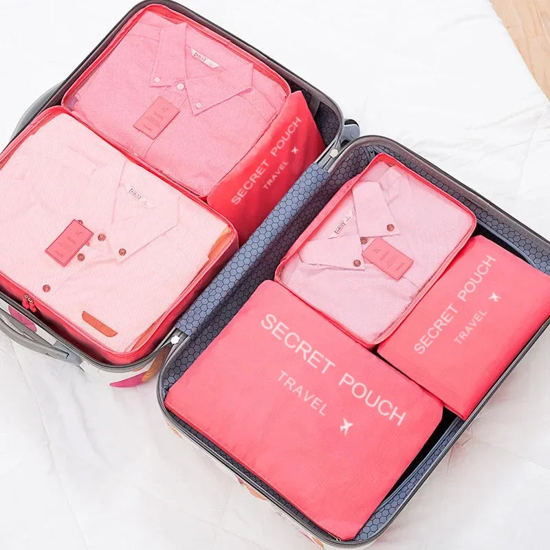 Travel Storage 6 Pcs/Set Pink/Blue/Grey Bag Large Capacity Waterproof Luggage Clothing Underwear Storage Bag Bag With Zipper