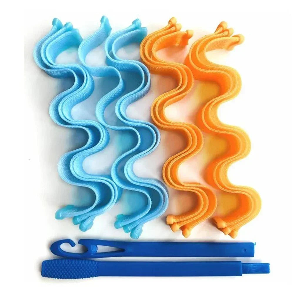 12Pcs Heatless Hair Curlers Spiral Hairs Curlers 30CM  Magic No Heat Hairs Curls for Long Styling Hooks DIY Hair Rollers Set