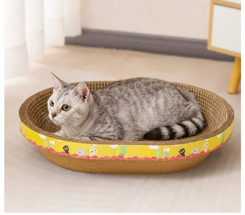 Pet Bed for Cat Supplies Claw Grinding Toys for Cats Oval Corrugated Paper Protective Furniture Cat Scratching Board Accessories