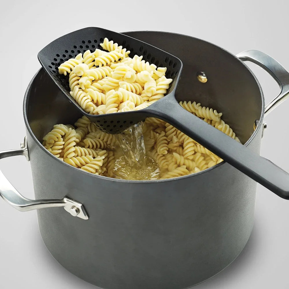 Plastic Strainer Spoon with Handle, Durable Plastic Slotted Spoon Pasta Scoop and Pasta Strainer for Cooking