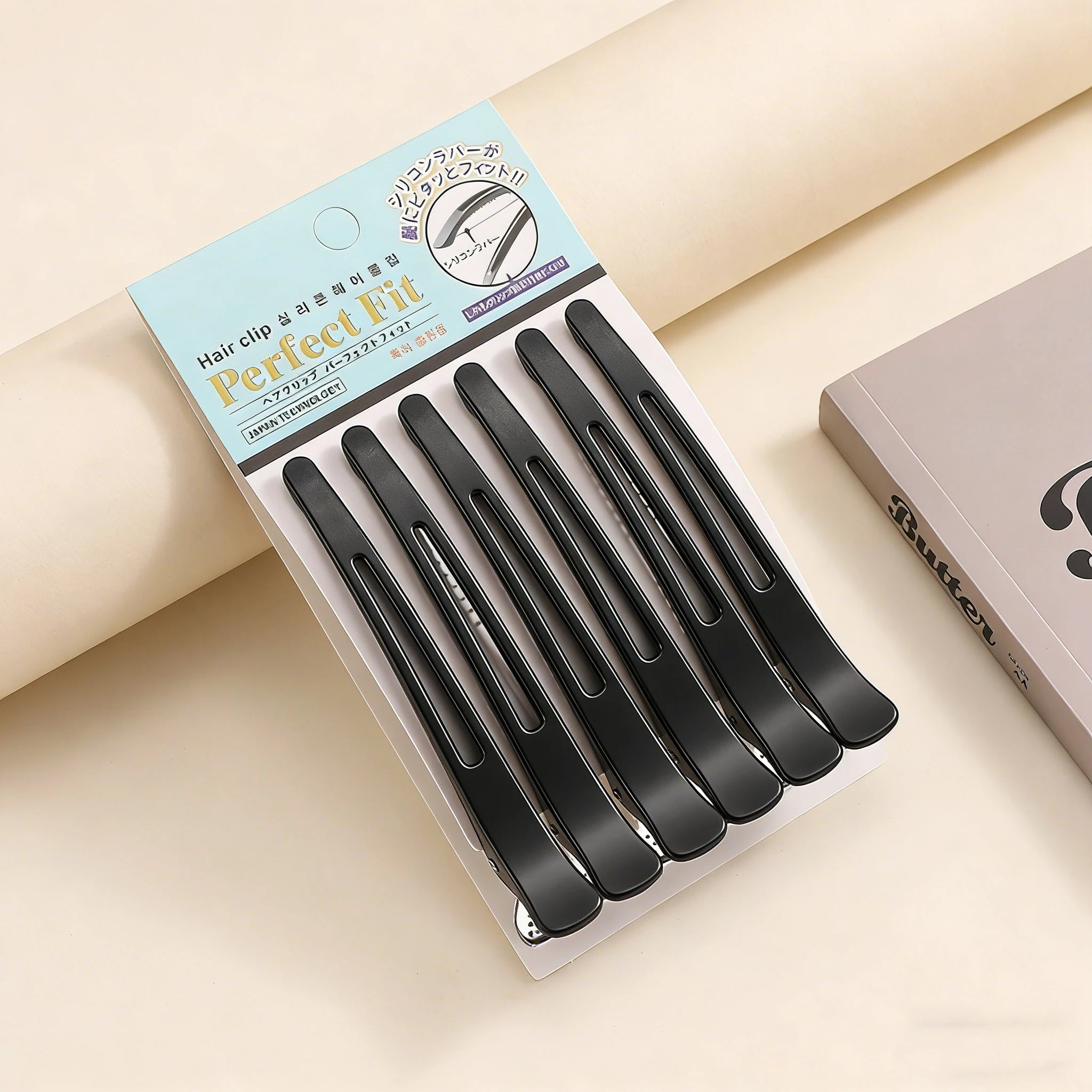 6pcs Professional Hair Clips Styling Sectioning Non Slip No-Trace Duck Billed Hair Clips Band Salon Home Hair Cutting Clips