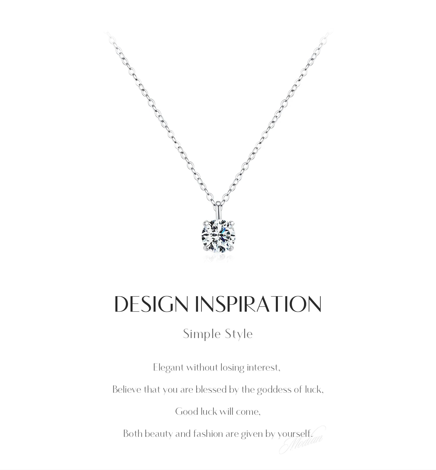 MODIAN 1CT Prong Setting Moissanite Necklace D color VVS1 Lab Diamond Pendant For Women 925 Sterling Silver Wedding Jewelry