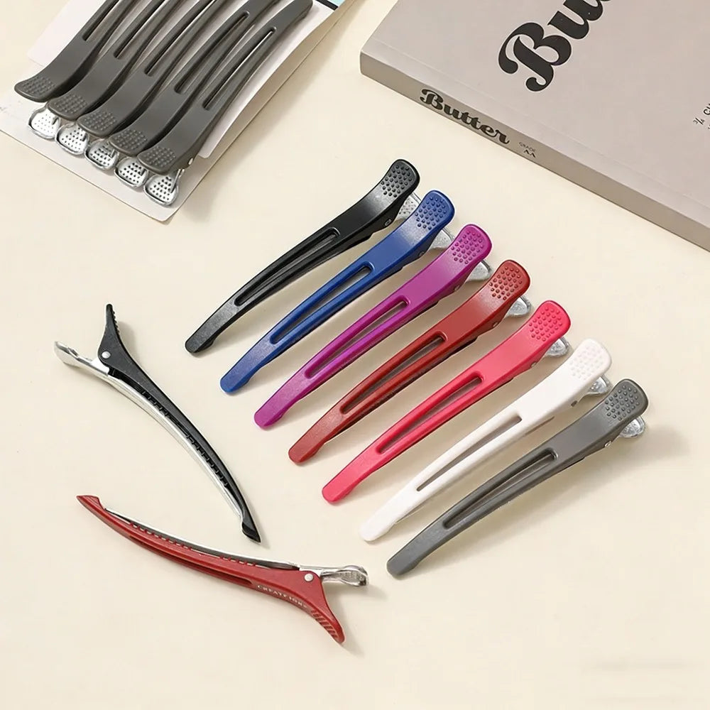 6pcs Professional Hair Clips Styling Sectioning Non Slip No-Trace Duck Billed Hair Clips Band Salon Home Hair Cutting Clips