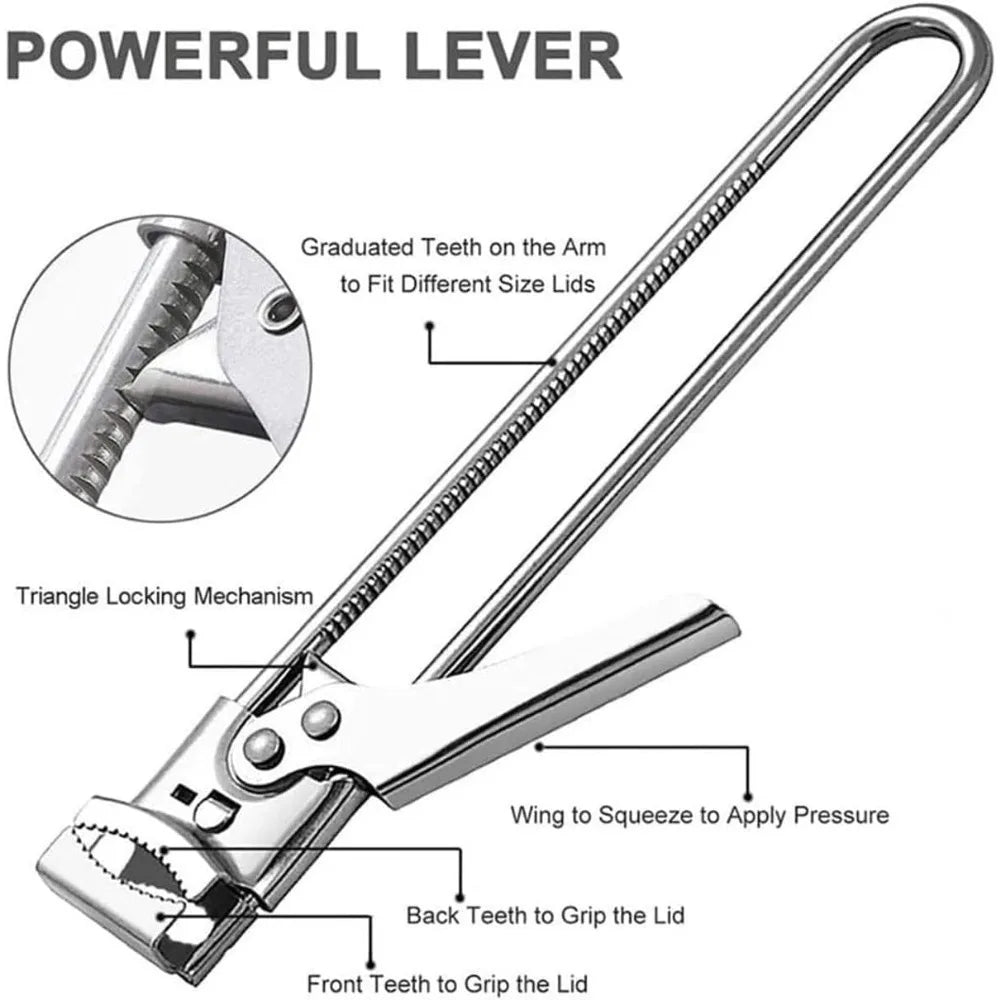 Best Can Opener and Bottle Opener Adjustable Multi-Function Stainless Steel Can Opener Jar Lid Clip Manual Kitchen Accessories