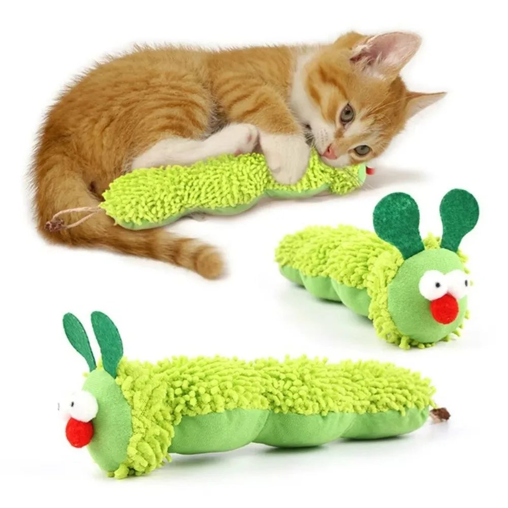 Pet plush toys cat self entertainment toys durable and bite resistant caterpillar plush toys suitable for cats to play at home