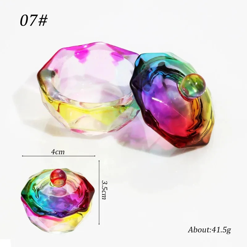 Acrylic Powder Liquid Crystal Glass Cup Aurora Colorful Cup Nail Brush Washing Mug Nail Art Tools Liquid Powders for Mixing Bowl