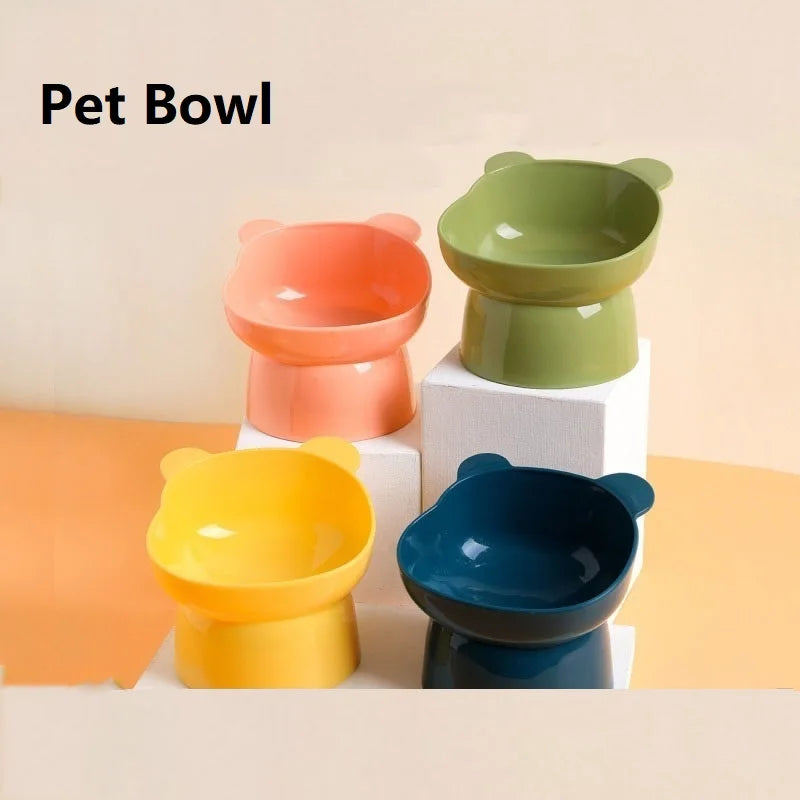 New Elevated Cat Bowls Stress Free Feeder and Waterer with Base Anti-Vomiting Tilted Raised Nonslip No Spill Pet Bowls