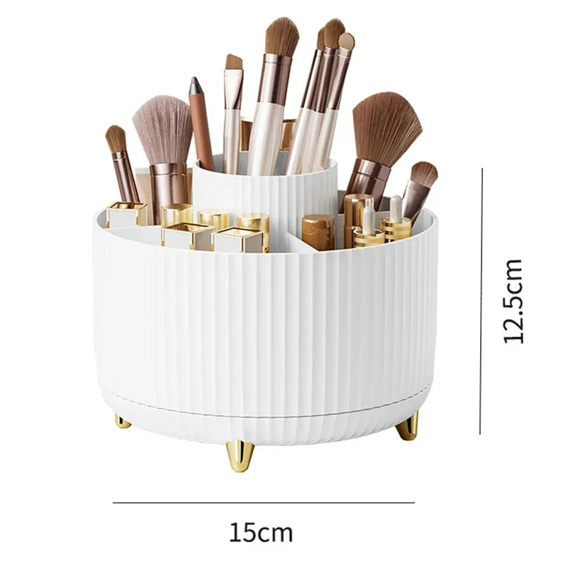 Brush Pen Holder 360 Rotating Makeup Desktop Cosmetic Storage Box Organizer Large Capacity for Bathroom Portable Lipstick Makeup
