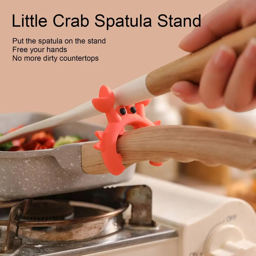 6/1PCS Small Crab Spatula Holder Anti Scalding Overflow Silicone Pot Clip Spoon Holder Clip Universal Shovel Rack Kitchen Gadget