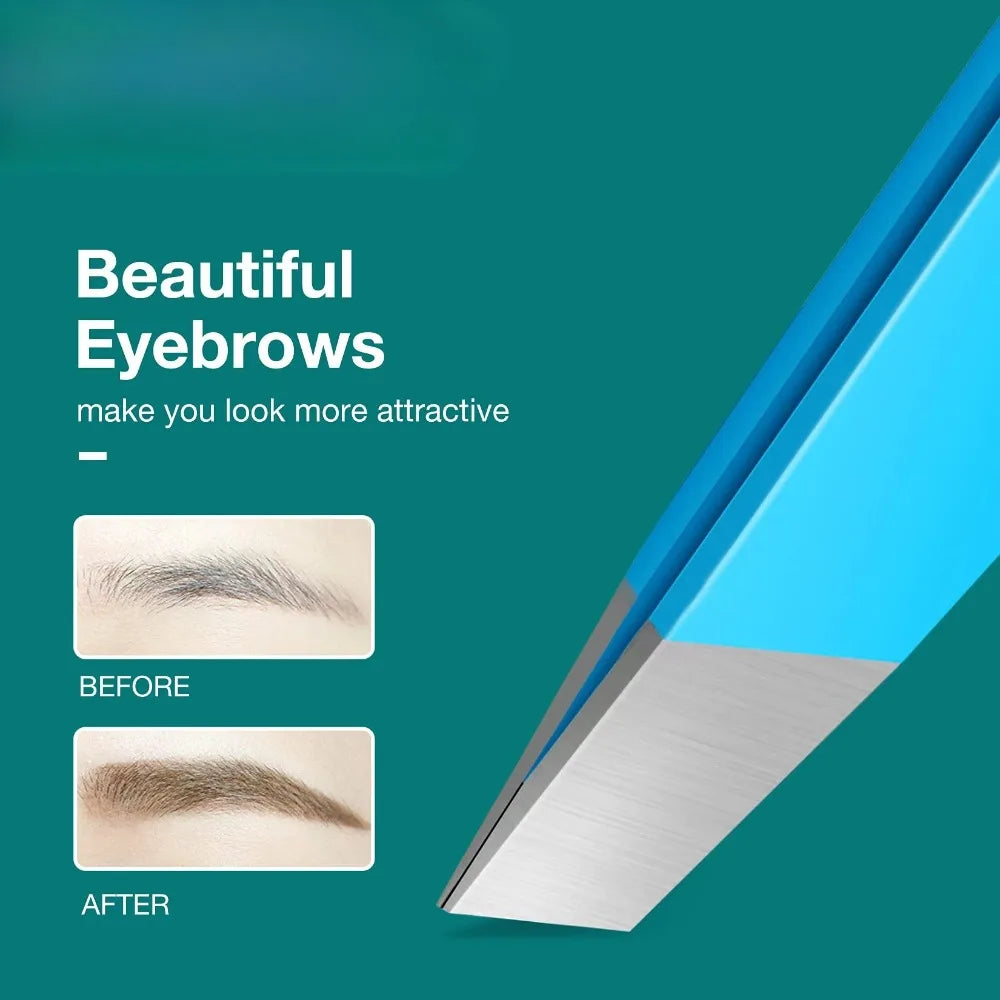 Colorful Eyebrow Tweezer High-Quality Stainless Steel Hair Beauty Fine Hairs Puller Slanted Eye Brow Clips Removal Makeup Tools