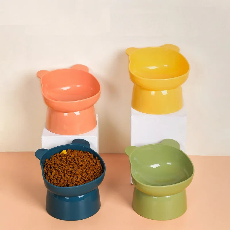 New Elevated Cat Bowls Stress Free Feeder and Waterer with Base Anti-Vomiting Tilted Raised Nonslip No Spill Pet Bowls