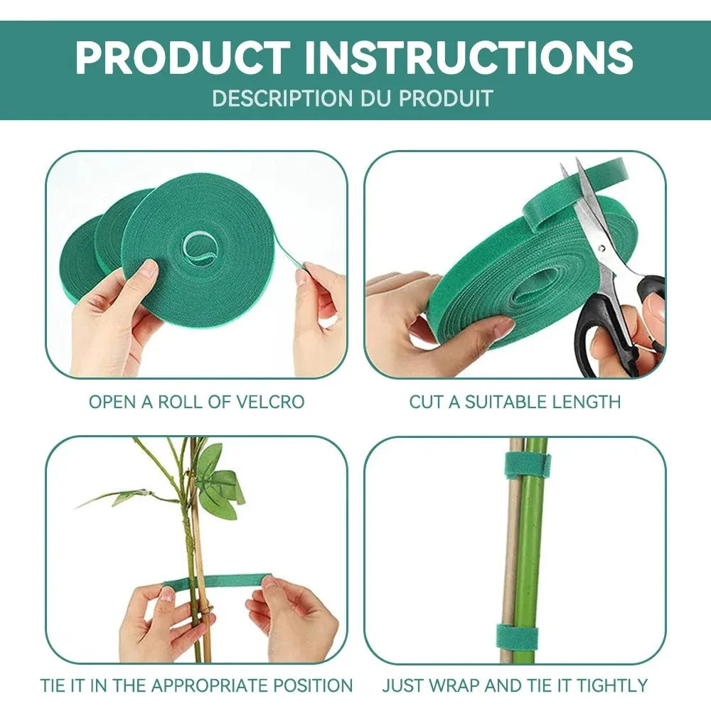Tutors for Plants Self-adhesive Plant Nylon Cable Tying Climbing Plant Support Green Fastener Tape Reusable Care Garden Supplies