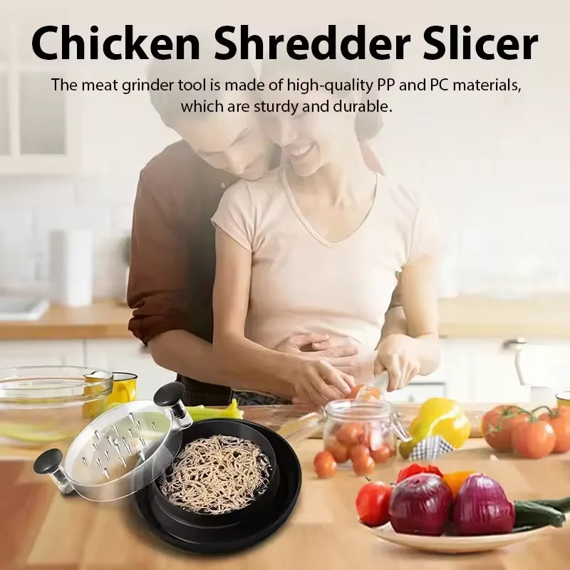 Chicken Shredder with Transparent Cover Hand Shred Machine Torn Chicken Anti-Slip Base for Chopping Chicken, Beef, Vegetables