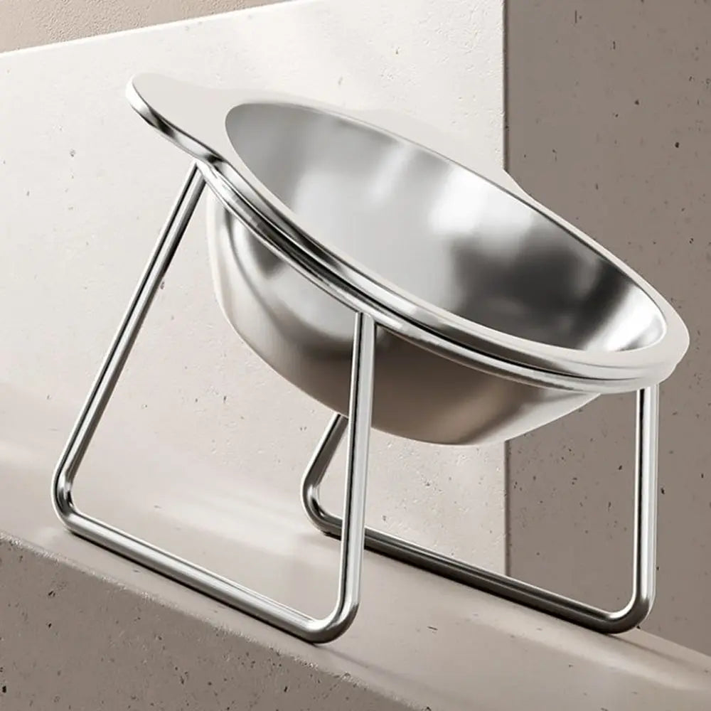 15 Degree Inclined Stainless Steel Cat Bowl Detachable Anti Overturning Elevated Cat Water Bowl Neck Protection Anti-flip