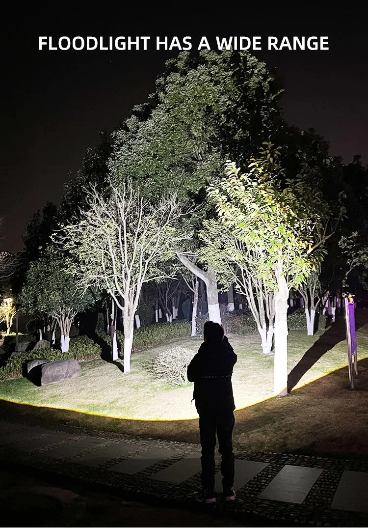 LED Camping Torch Flashlight High Power Rechargeable USB Spotlight Zoom Lantern Built-in Battery For Fishing Outdoor Waterproof