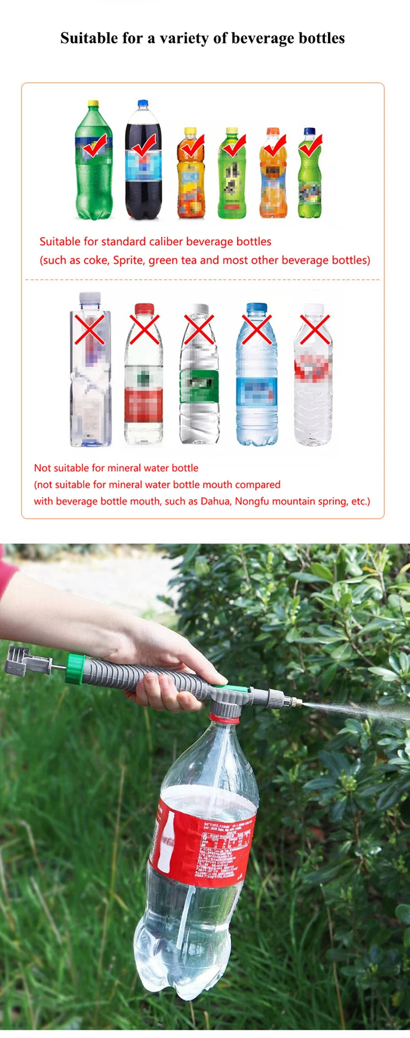 Manual High Pressure Air Pump Sprayer Adjustable Drink Bottle Spray Head Nozzle Garden Watering Tool Sprayer Gardening Tools