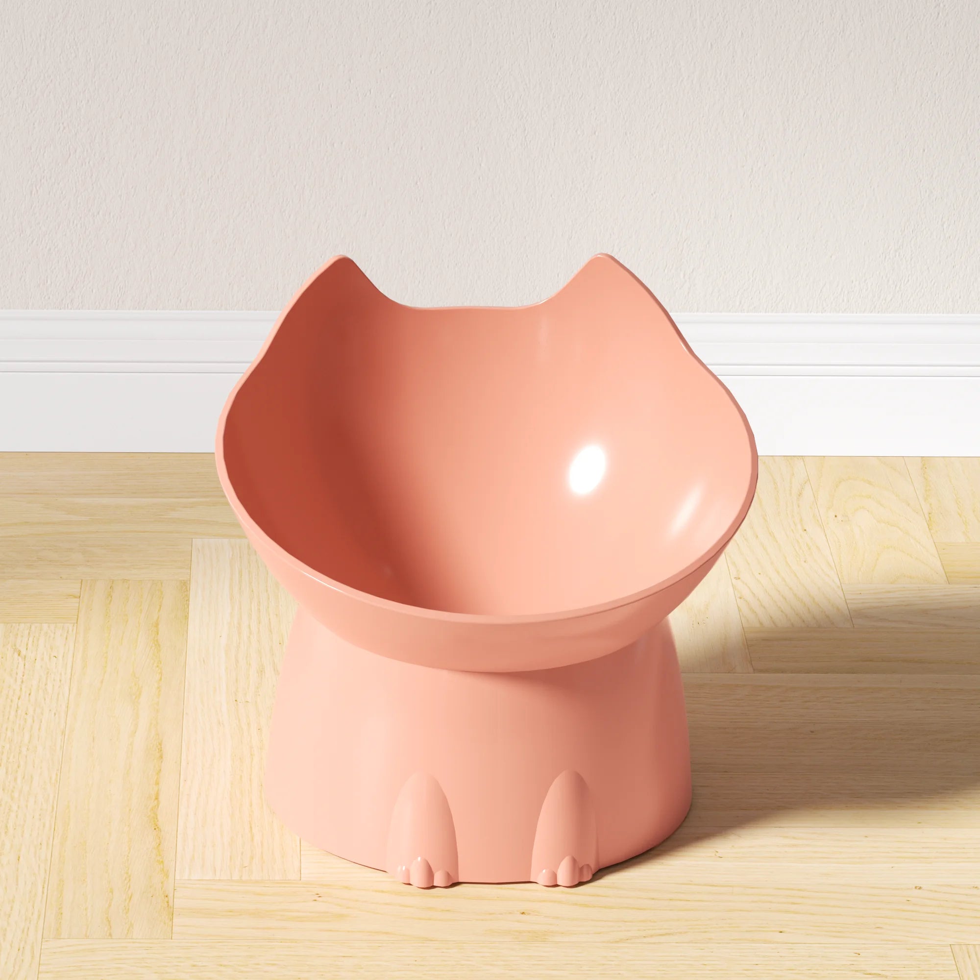 1pc Cat Neck Protection Food Ware Elevated Cat Bowl Anti-Tip Plastic Raised Pet Feeding Dish with Tilted Edge