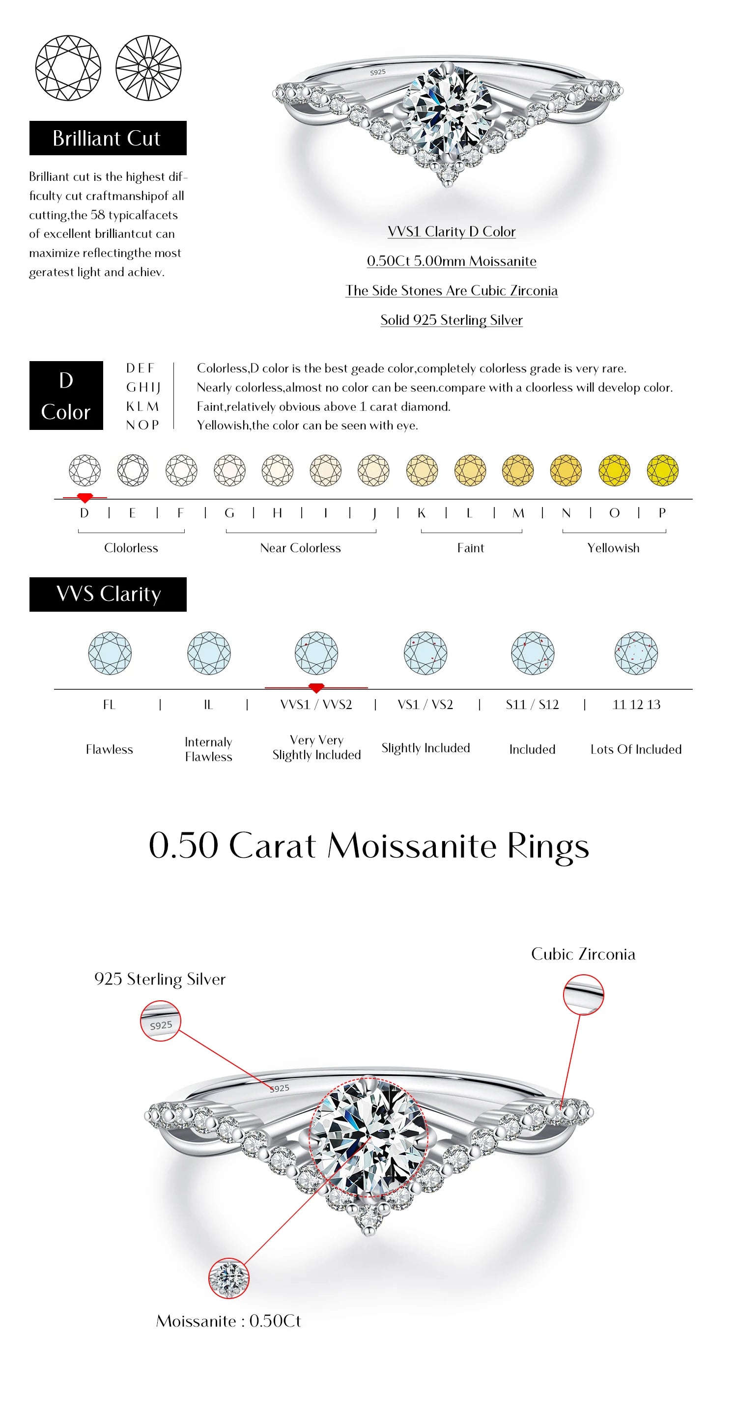 MODIAN Crown D Color Moissanite Ring Delicate Lab Diamond Ring 925 Sterling Silver For Women Wedding Engagement Jewelry