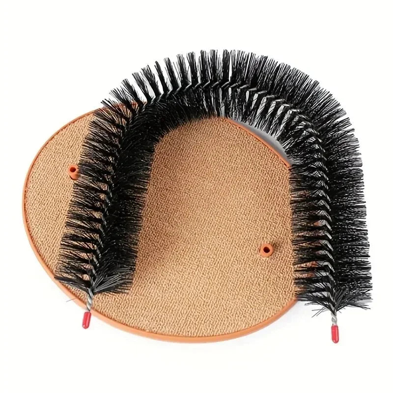 Cat Toy Arch Self Groomer Pamper Feline with A Massage Grooming Rubbing Brush with Scratching Pad Toy for Cats Interactive Toys