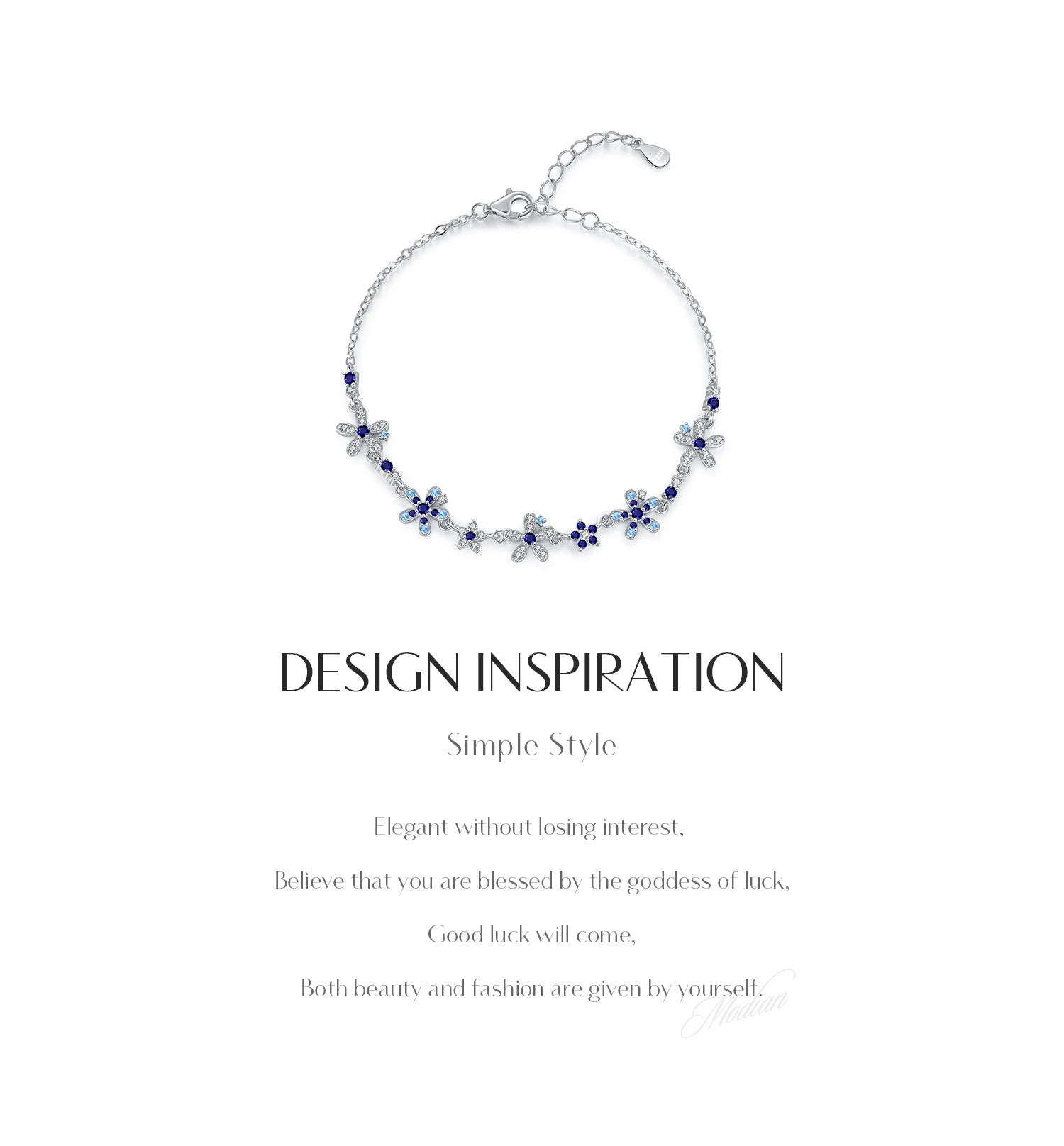 MODIAN 925 Sterling Silver Luxury Flowers Pave Setting CZ Brilliant Bracelets Fashion Daily Link Chain For Women Jewelry Gift