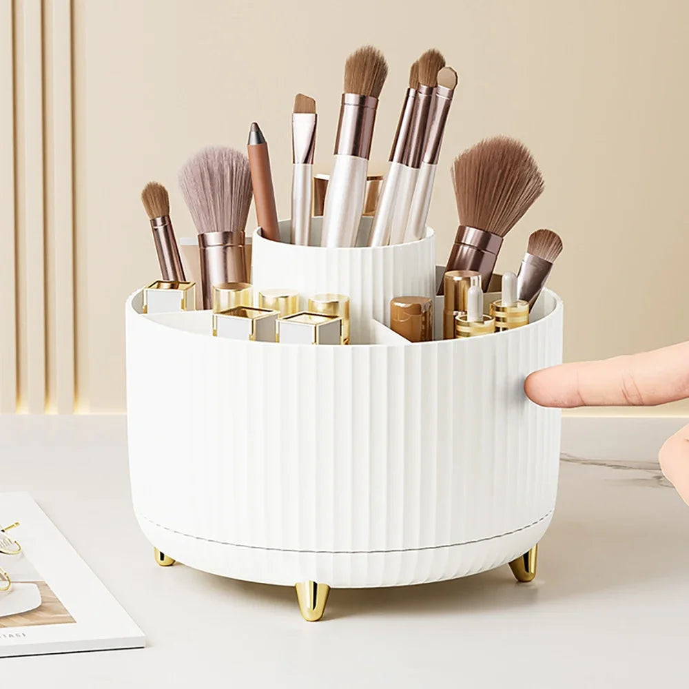 Brush Pen Holder 360 Rotating Makeup Desktop Cosmetic Storage Box Organizer Large Capacity for Bathroom Portable Lipstick Makeup