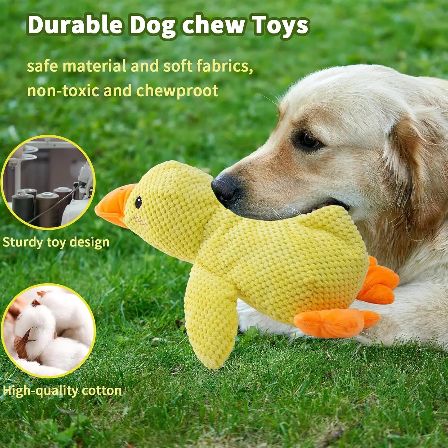 Resistant Grinding Dog Toy Interactive Entertainment Pet Plush Toy Durable Bite Proof Chew Stress Relief Squeaky Duck Design