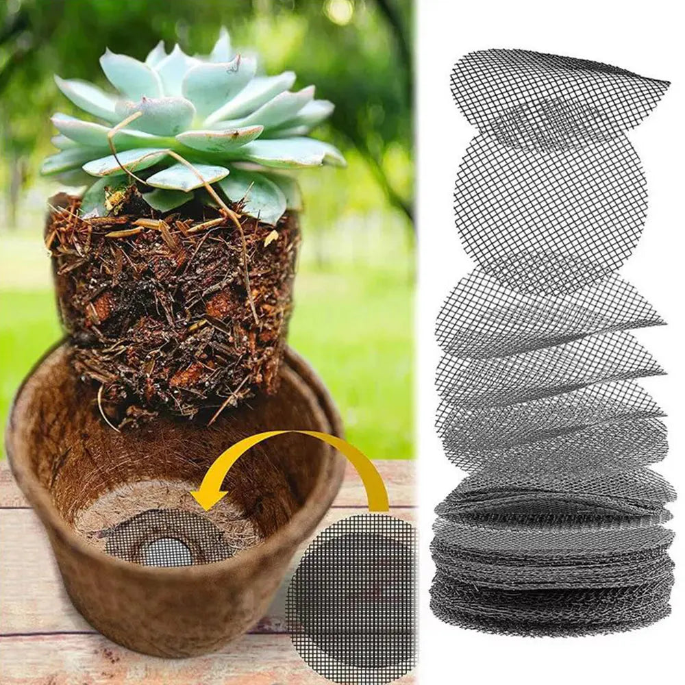 Pot Hole Mesh Pad Mat Grid Round Drainage Hole Screen for Pot Bottom Prevent Soil Loss Anti Bonsai Flower Plant Gardening Tools