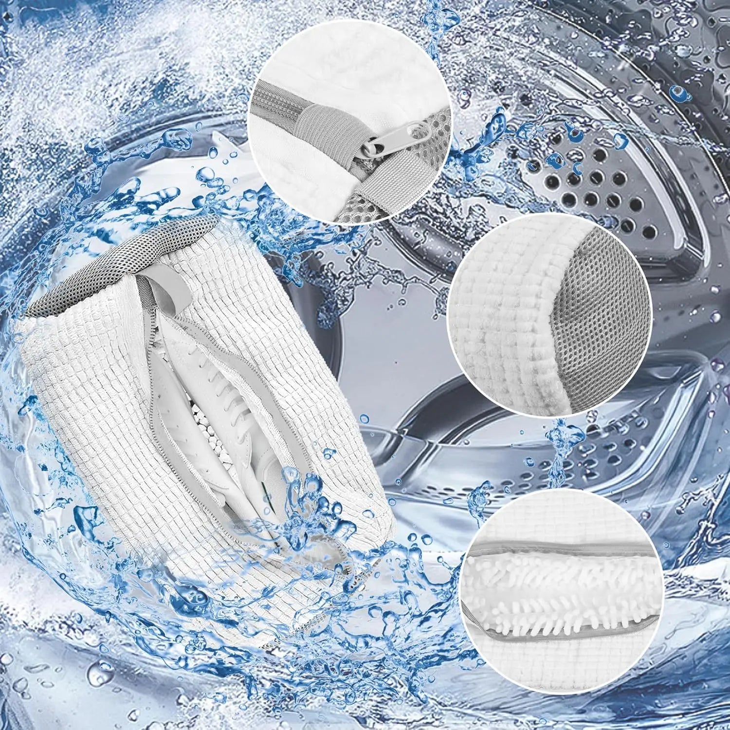 Washable Shoe Washing & Drying Bag with Soft Fiber - Durable Polyester Laundry Protector for Shoes laundry organizer