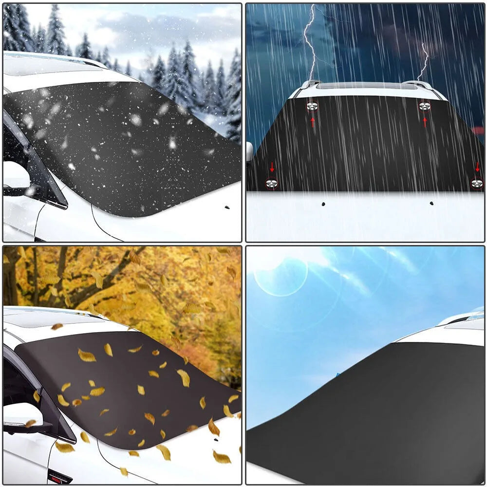 4 Seasons - Car Magnetic Snow Shield Winter Front Windshield Cover Anti-frost Sun Protection Half Car Cover Insulated sunshade