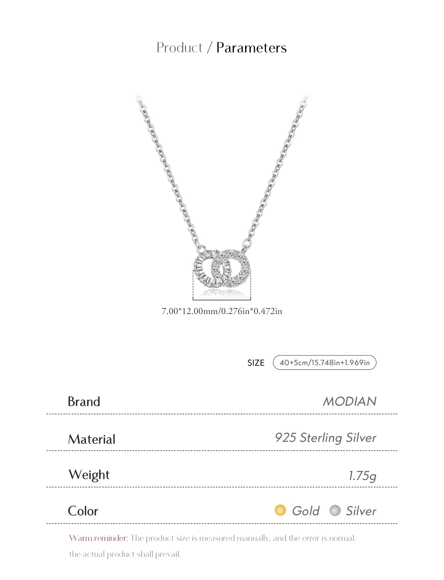 MODIAN 925 Sterling Silver Sparkling Circle Lock Fashion Pendant Necklaces Basic Daily Trendy Jewelry For Women Gifts