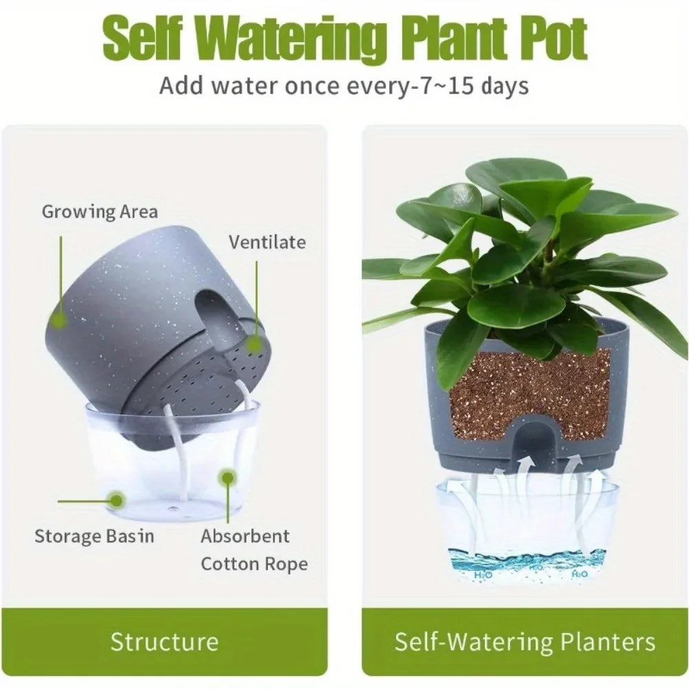 8.2/10.5/15.3/23.5cm Hydroponic Pot Self Watering Flower Pot Liquid Farming Soilless Cultivation Planter Cotton Rope Watering