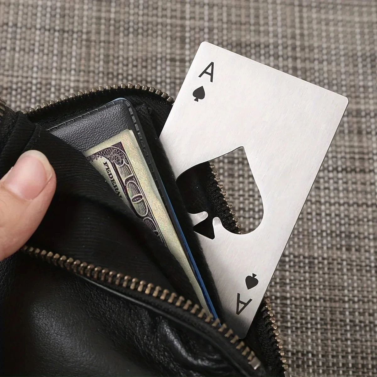 Black/Silver Poker Card Beer Bottle Opener Metal Mini Portable Spade A Opener Stainless Steel Kitchen Bar Tools