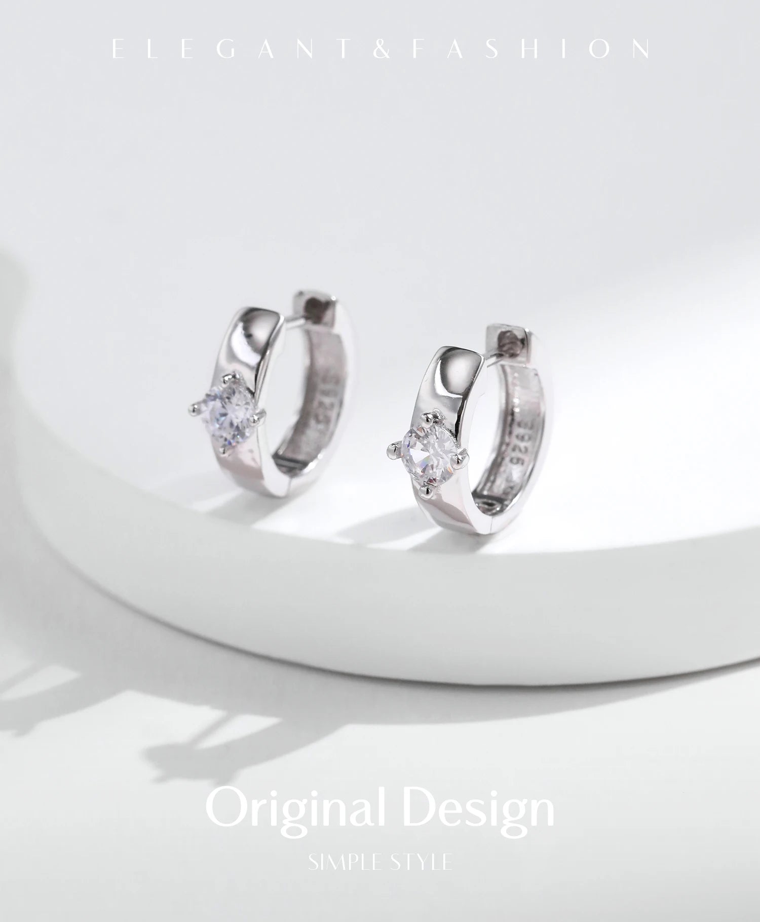 MODIAN Round Moissanite Ear Buckles Lab Diamond 925 Sterling Silver Engagement & Wedding Hoop Earrings for Women Jewelry Gifts