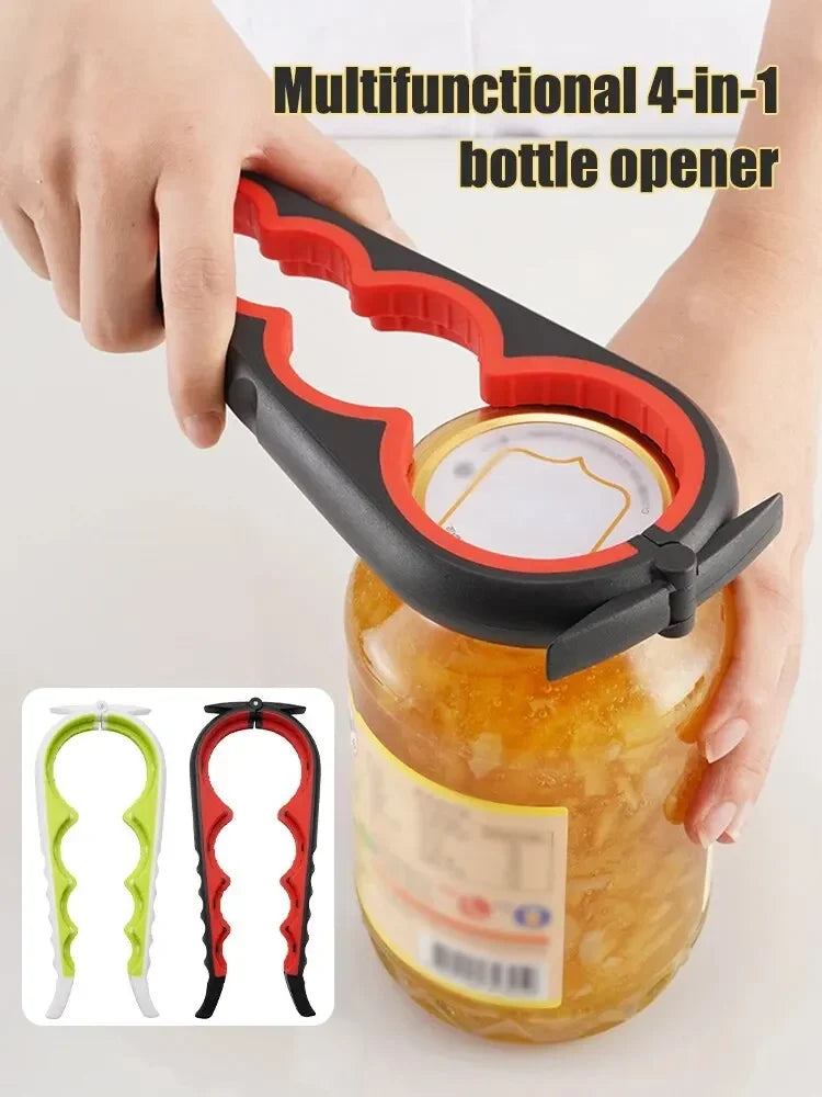 Multi Functional Can Opener Four In One Beverage Bottle Opener Cap Twister Four Position Can Opener Anti Slip Cap Twister