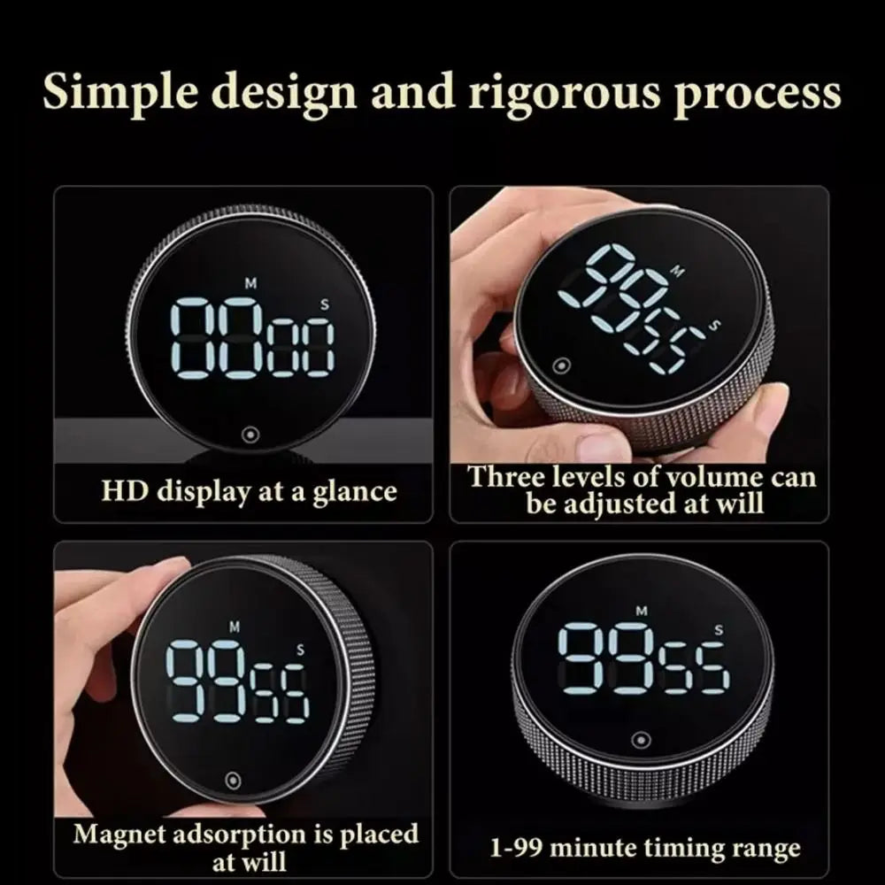 Large LED Display Magnetic Kitchen Timer Manual Operation Countdown Function Digital Timer Magnetic Base Countup Function