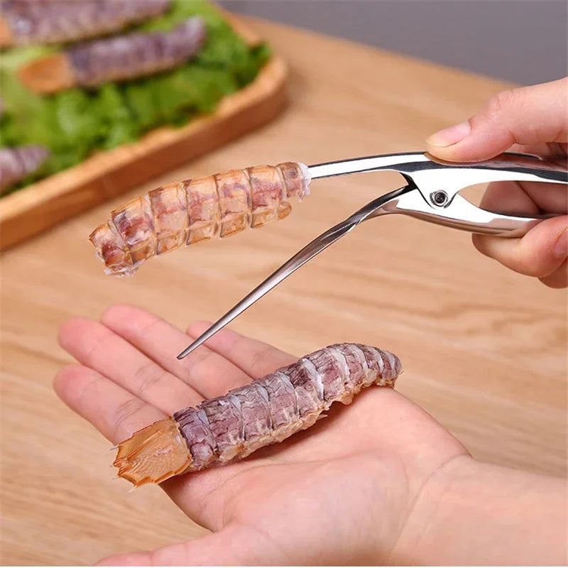 Shrimp Peeler Stainless Steel Seafood Cooking Tool Crayfish Peeler Pliers Quick Shelling and Peeling Tool