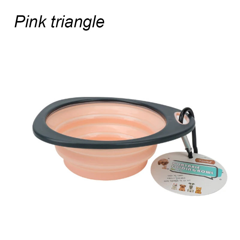 Pet Folding Silicone Bowl Collapsible Dog Outdoor Travel Portable Puppy Food Feeder Dish Bowl Silicone Dog Feeder Bowl 2 In 1