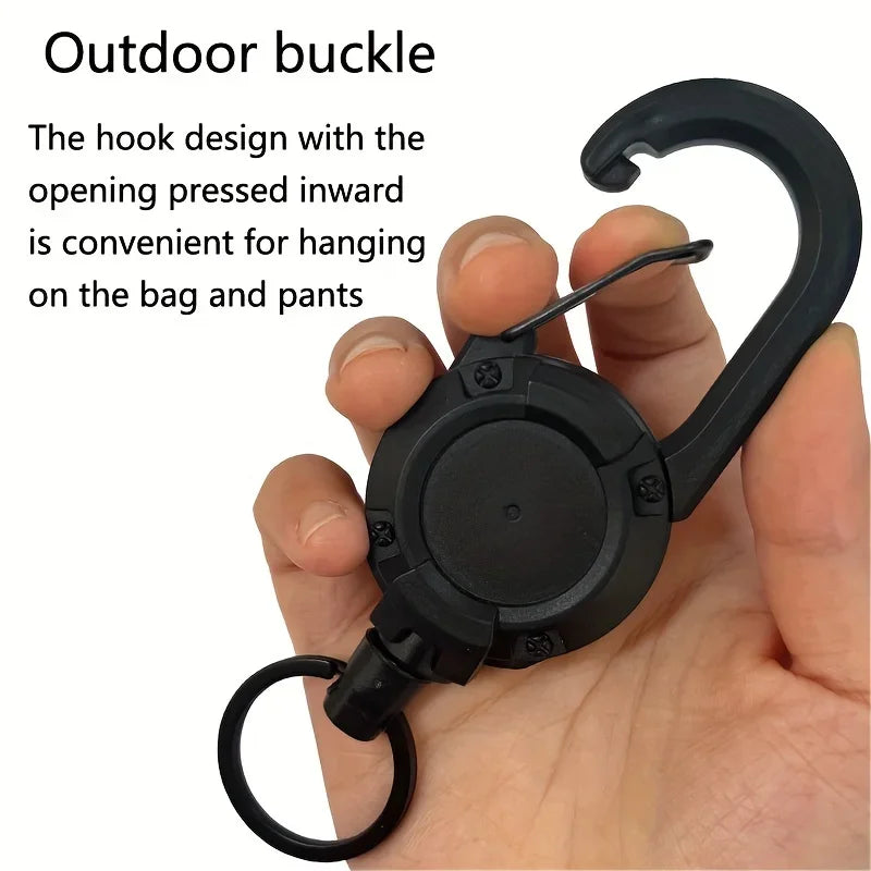 Retractable Heavy Duty Pull Reel Carabiner Key Chains Strong Steel Wire Rope Buckle Spring Key Ring Outdoor Sporty Keychain Tool