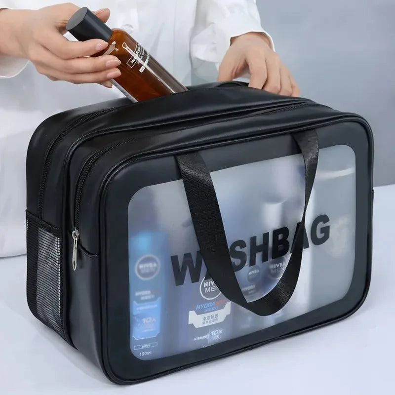 Dry Wet Separation Double Transparent Makeup Bag Portable Cosmetic Organizer Travel Swimming Toiletry Pouch