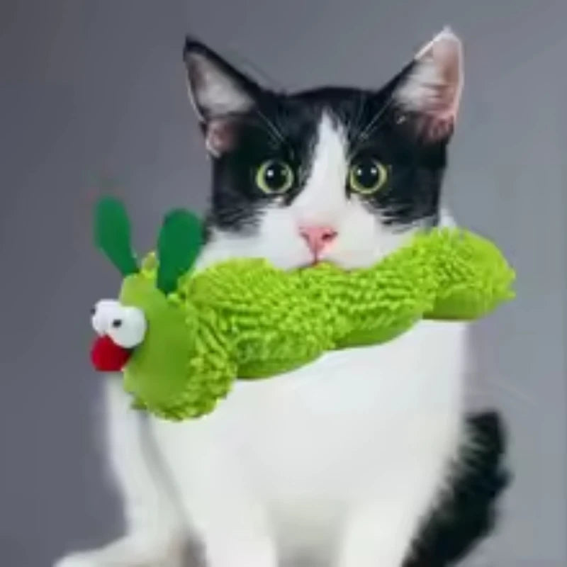 Pet plush toys cat self entertainment toys durable and bite resistant caterpillar plush toys suitable for cats to play at home