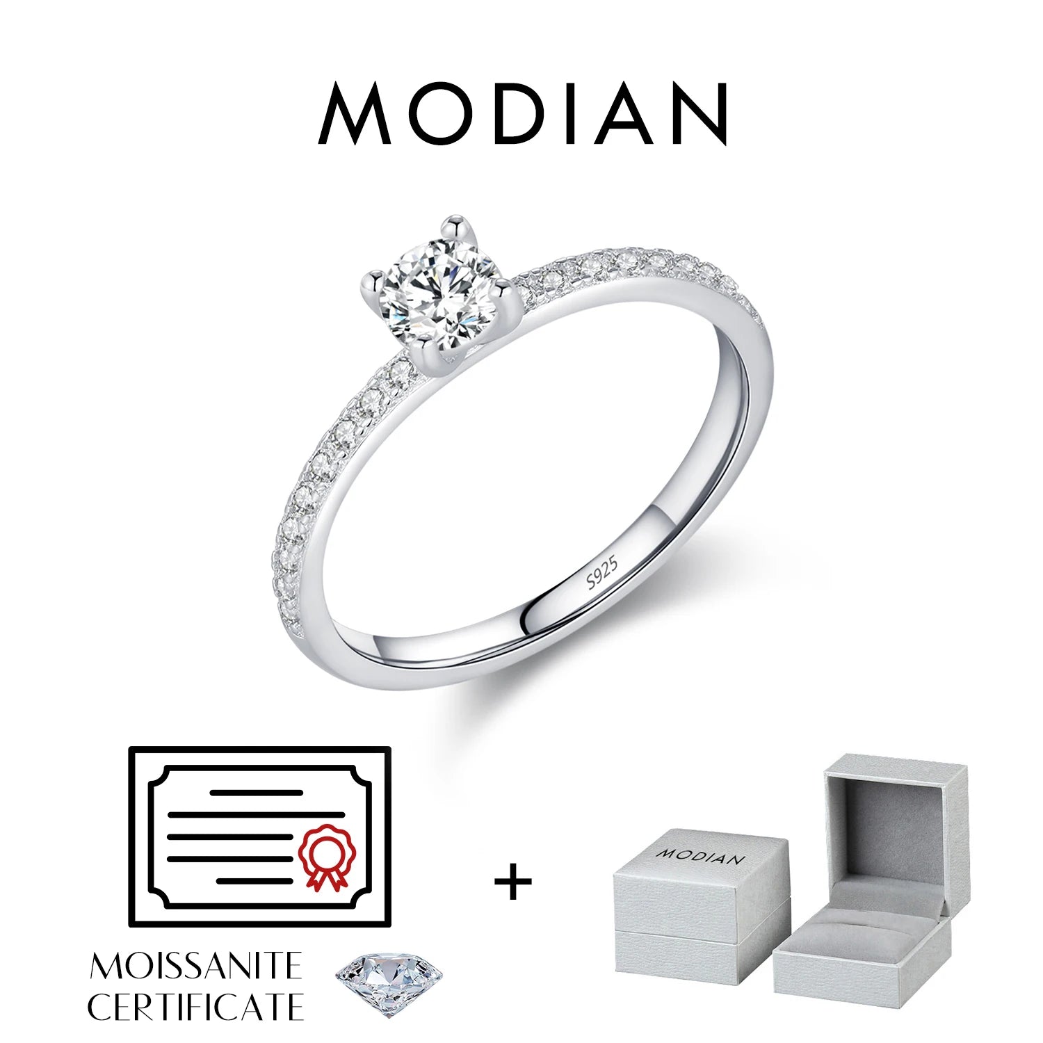 MODIAN D Color Moissanite Ring Delicate Square 925 Sterling Silver Lab Diamond Ring For Women Wedding Statement Jewelry