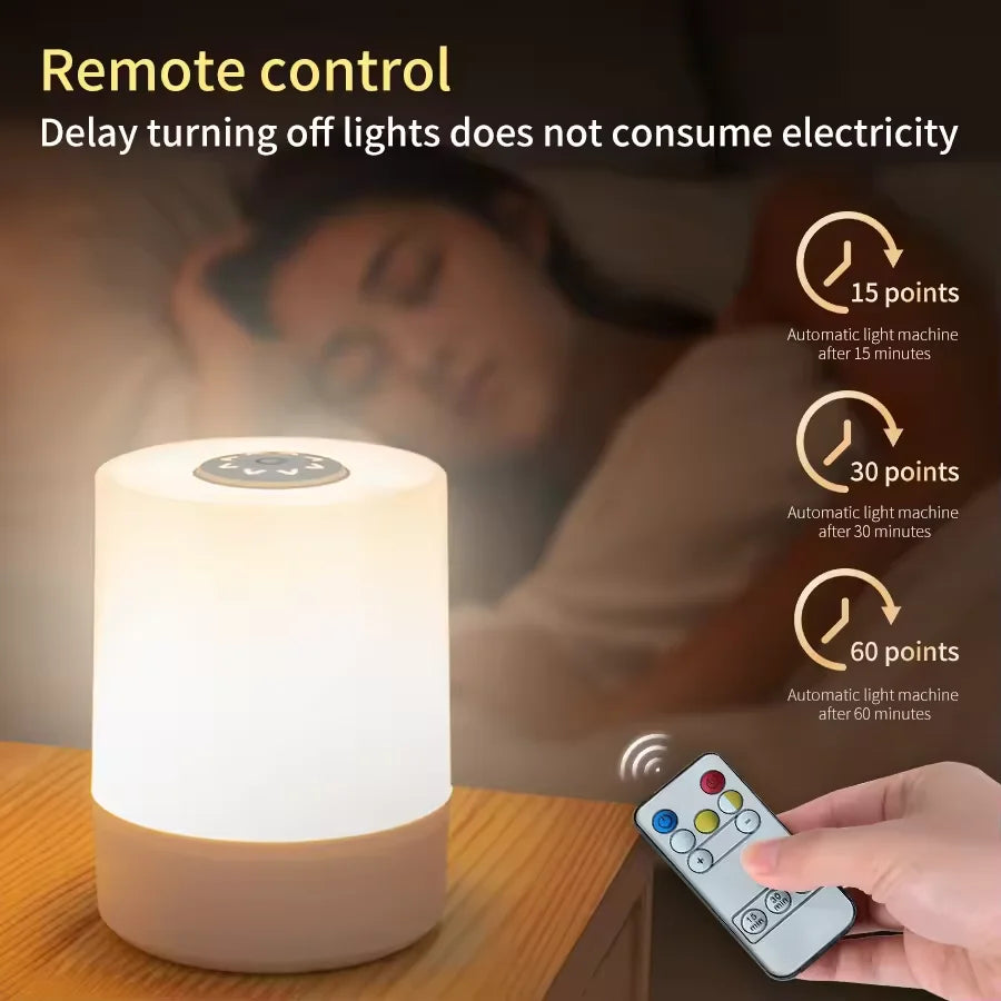 USB Touch Night Lamp LED Lamp Remote Control Switch Rechargeable Three Colors Lights Bedroom Portable Table Bedside Night Lamp