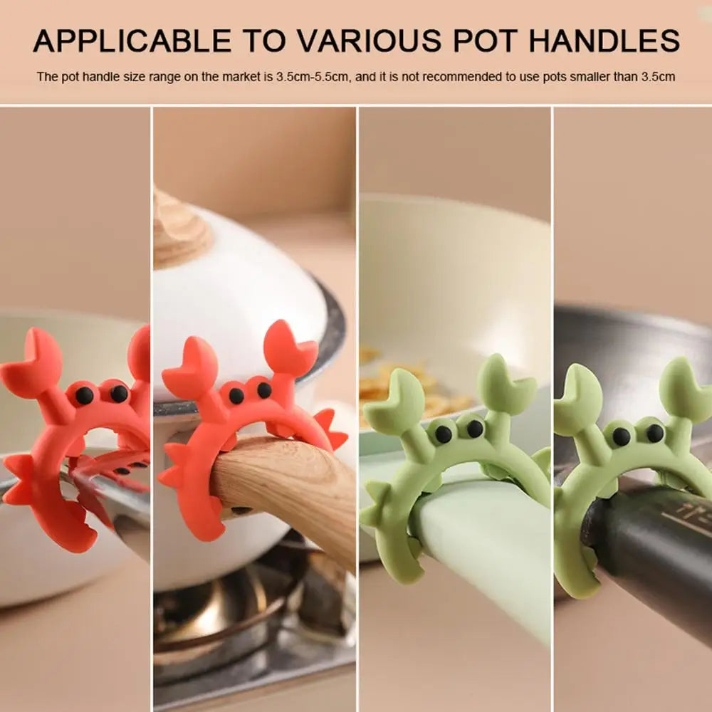 6/1PCS Small Crab Spatula Holder Anti Scalding Overflow Silicone Pot Clip Spoon Holder Clip Universal Shovel Rack Kitchen Gadget